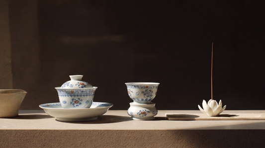 Ming Garden | Doucai-Inspired Gaiwan & Incense Set (Large)