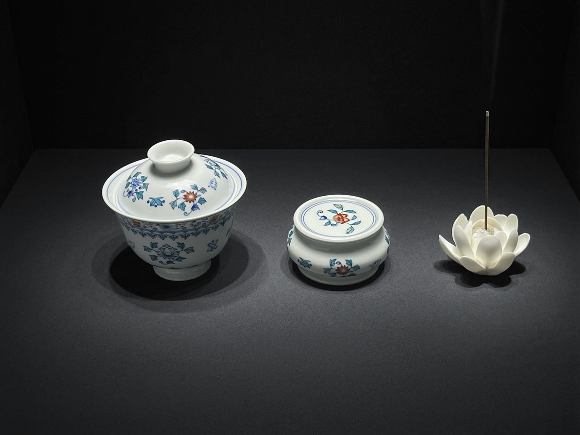 Ming Garden | Doucai-Inspired Gaiwan & Incense Set (Small)