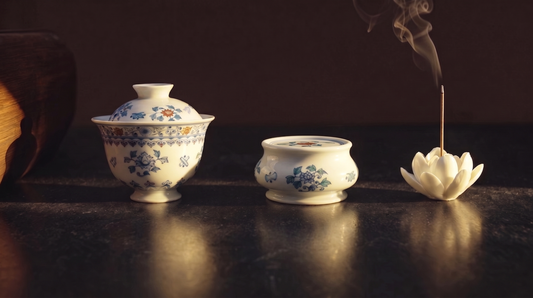 Ming Garden | Doucai-Inspired Gaiwan & Incense Set (Small)