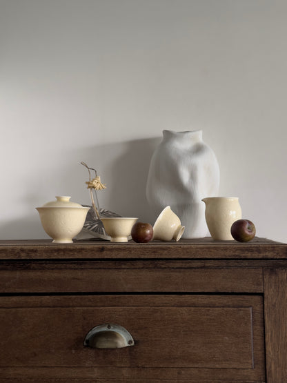 Pale Bloom | Honey Yellow Glaze Floral Relief Tea Set (Gaiwan)