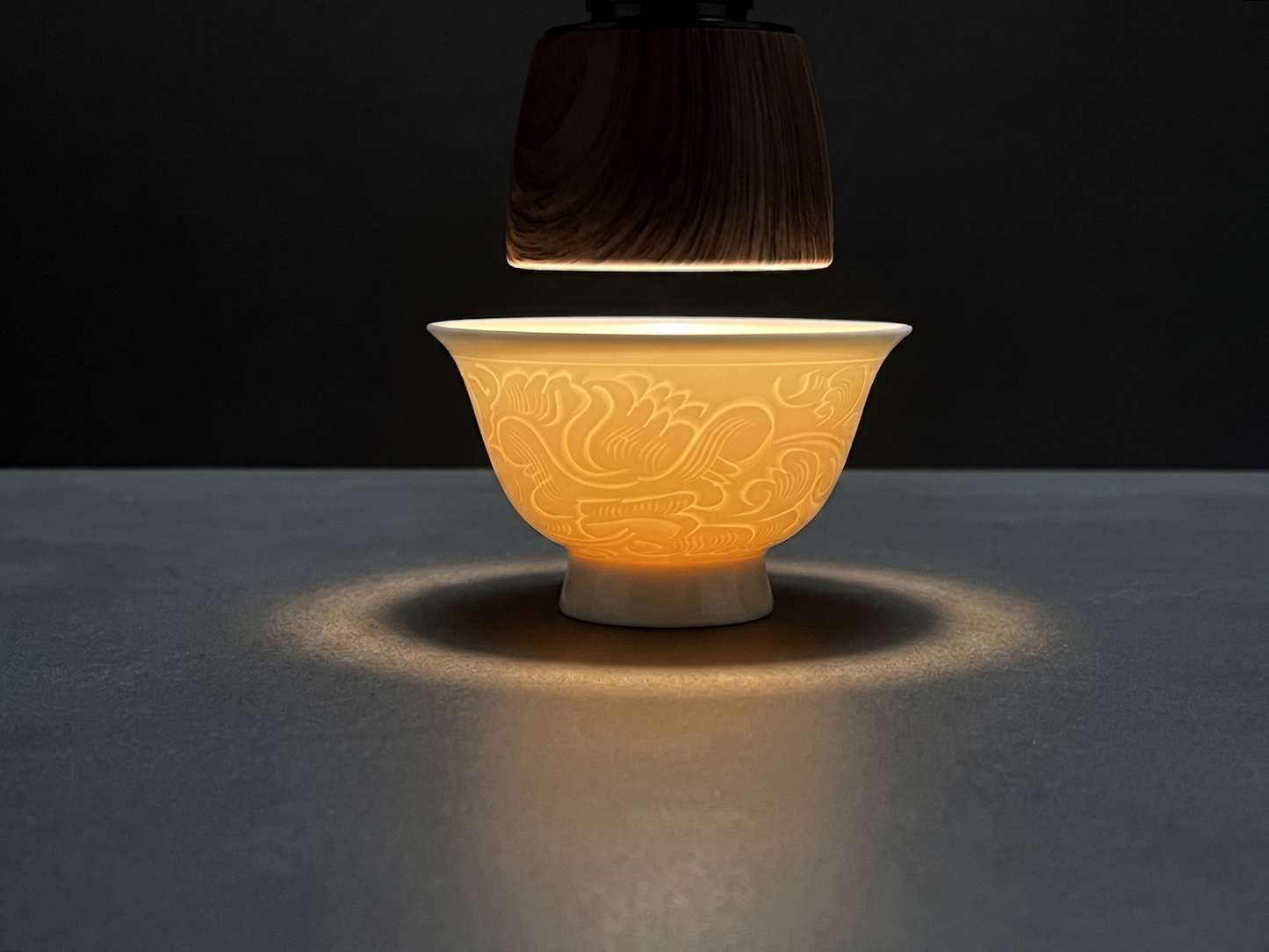 Pale Bloom | Honey Yellow Glaze Floral Relief Footed Teacup