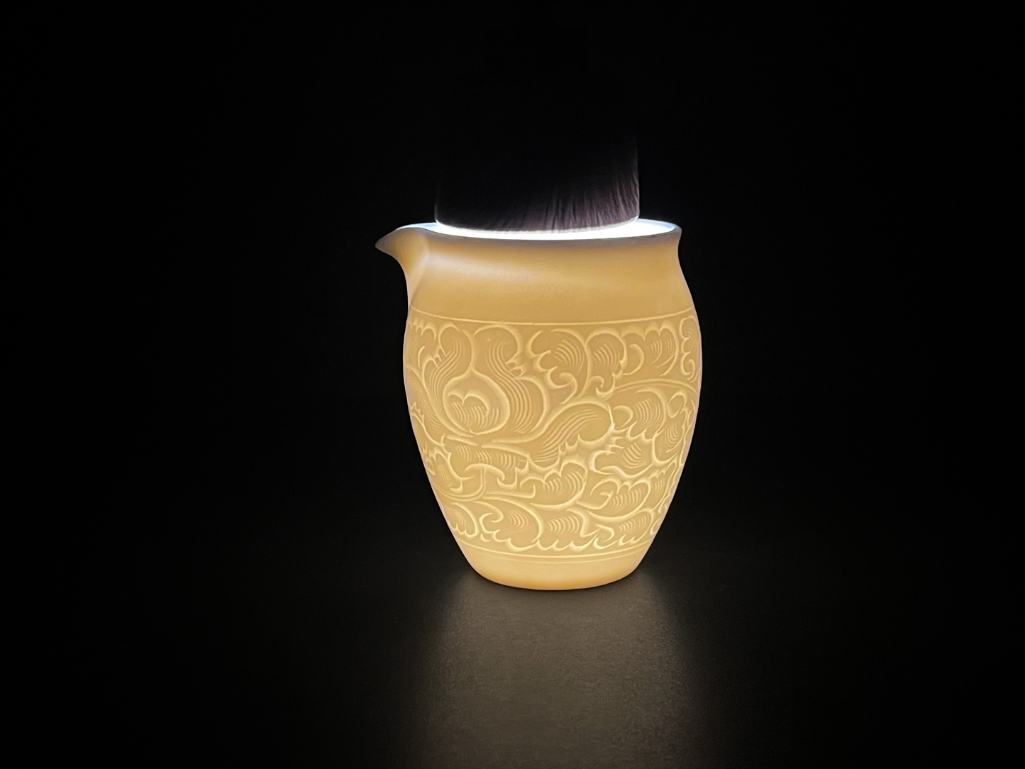 Pale Bloom | Honey Yellow Glaze Floral Relief Tea Set (Gaiwan)