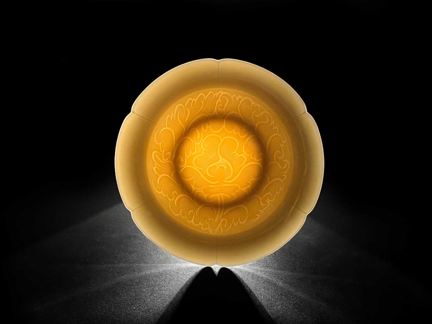 Pale Bloom | Honey Yellow Glaze Floral Relief Tea & Incense Set (Gaiwan)
