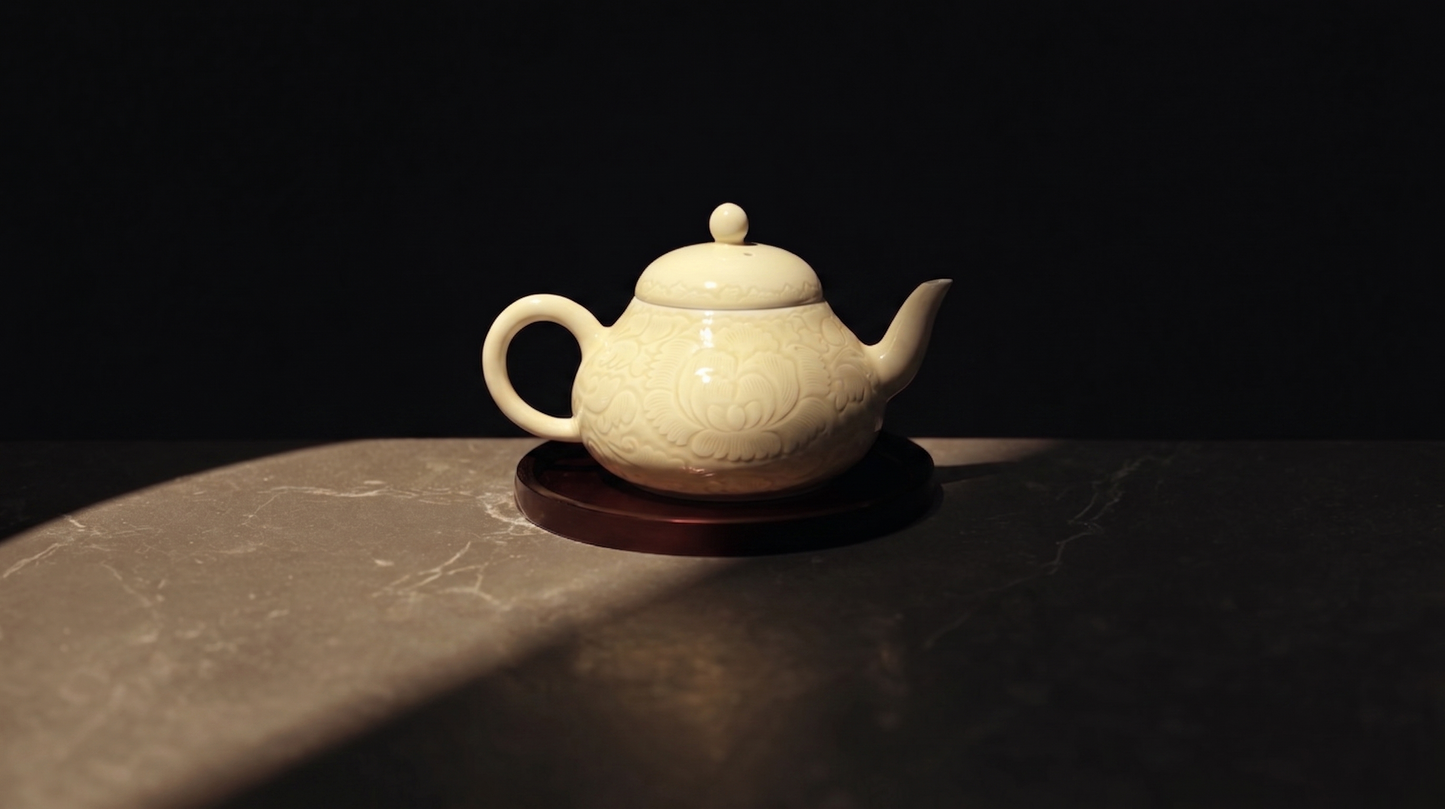 Pale Bloom | Honey Yellow Glaze Floral Relief Tea Set (Teapot)