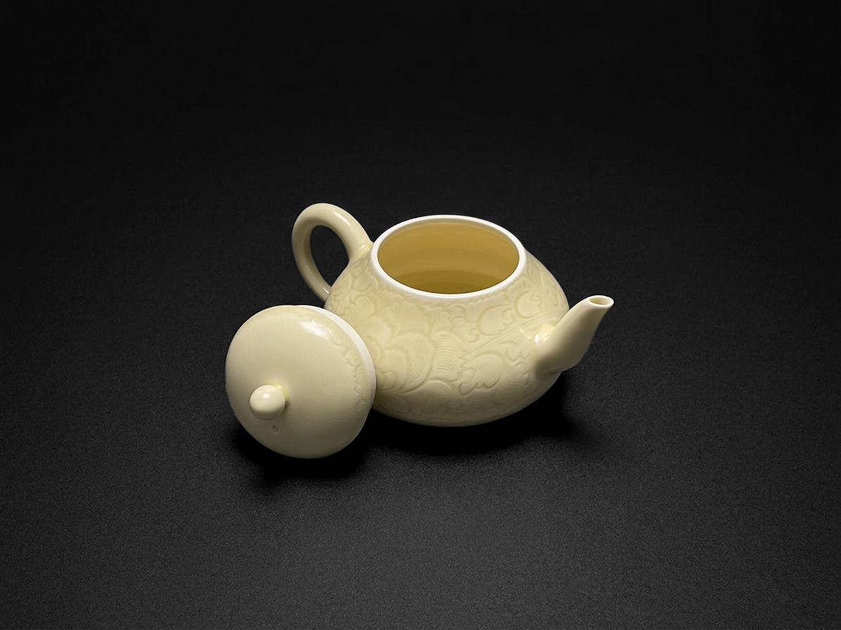 Pale Bloom | Honey Yellow Glaze Floral Relief Tea Set (Teapot)