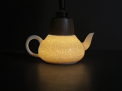 Pale Bloom | Honey Yellow Glaze  Floral Relief Teapot